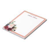 Bloc-notes personnalisé Merlot Navy Floral Pastel (Tourné)