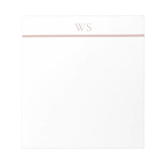 Bloc-notes personnalisé monogramme barre rose blus (Devant)