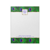 Bloc-notes personnalisé Monogramme de paon (Tourné)