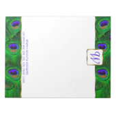 Bloc-notes personnalisé Monogramme de paon (Devant)