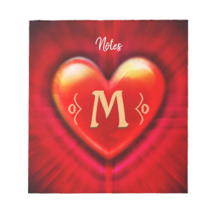 Bloc-notes personnalisé Monogramme Design cardiaqu