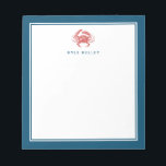 Bloc-notes personnalisé nautique, Crabe rouge<br><div class="desc">Utilisez le modèle pour ajouter la personnalisation en haut du bloc-notes.</div>
