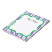 Bloc-notes personnalisé Navy et Green Chevron (Tourné)