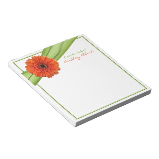 Bloc-notes personnalisé Orange Gerber Daisy (Incliné)