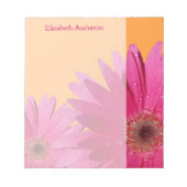 Bloc-notes personnalisé orange rose Gerbera Daisy (Devant)