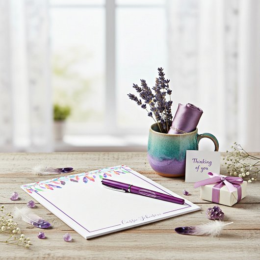 Bloc-notes personnalisé plumes boho