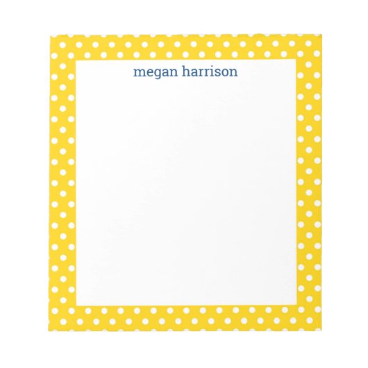 Bloc-notes personnalisé Polka Dot Jaune (Devant)