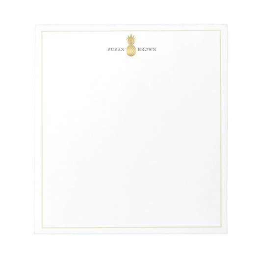 Bloc-notes personnalisé pour ananas en or moderne (Devant)