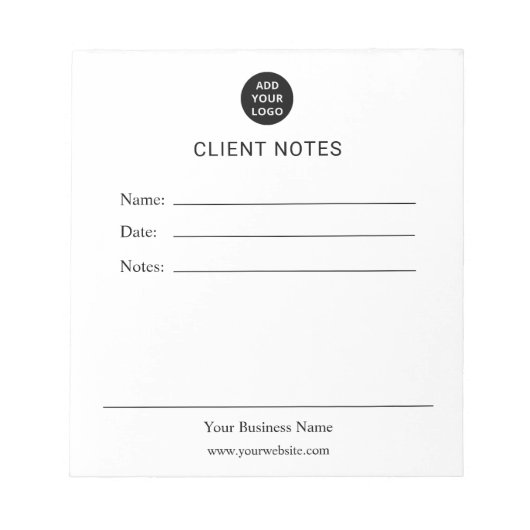 Bloc-notes personnalisé pour clients (Devant)
