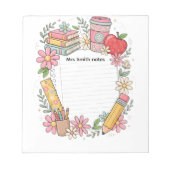 Bloc-notes personnalisé pour enseignant | Floral m (Devant)