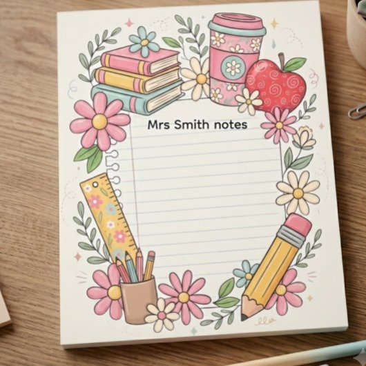 Bloc-notes personnalisé pour enseignant | Floral m