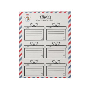 Bloc-notes personnalisé pour le suivi des cadeaux