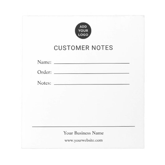 Bloc-notes personnalisé pour les notes client (Devant)