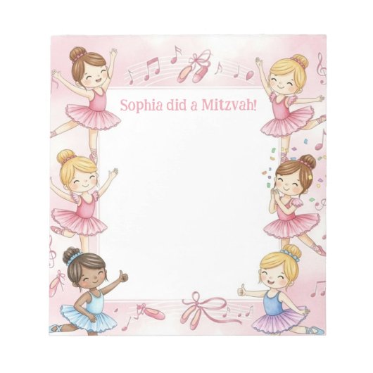 Bloc-notes personnalisé pour Mitzvah de danseuse r (Devant)