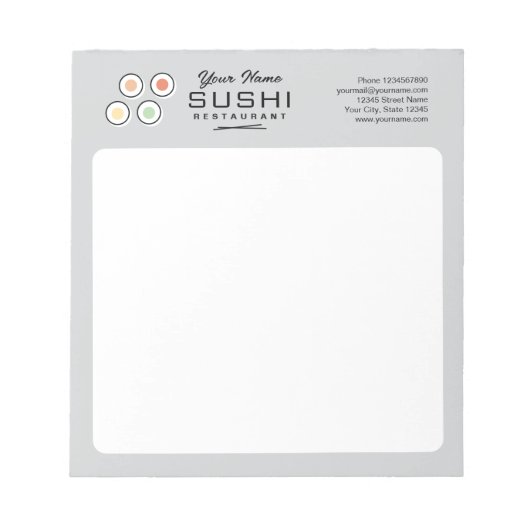 Bloc-notes personnalisé pour restaurant de sushi p (Devant)