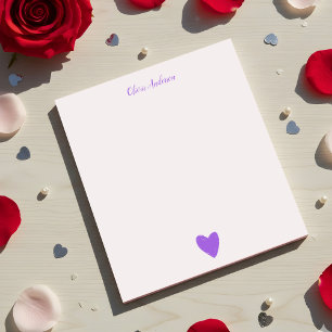 Bloc-notes personnalisé Purple Love Heart