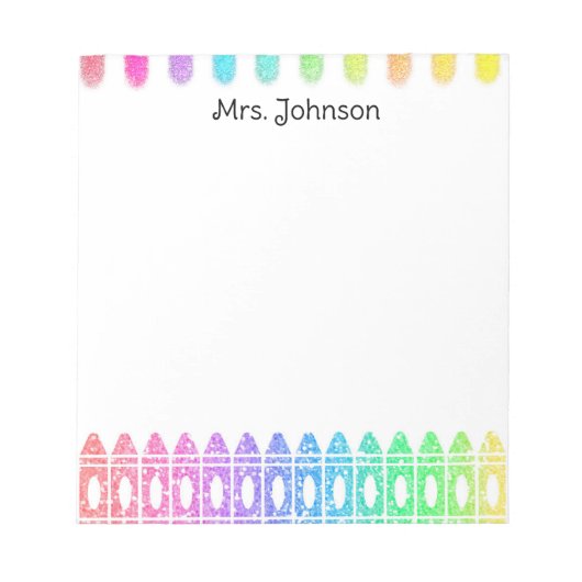 Bloc-notes personnalisé Rainbow Crayon Kindergarte (Devant)
