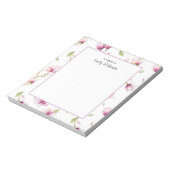 Bloc-notes personnalisé rose magnolia floral (Tourné)