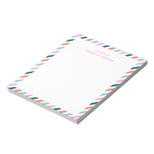 Bloc-notes personnalisé rose mignon rayé (Tourné)