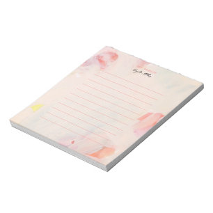 Bloc-notes personnalisé Rose Pâle & Floral Corail