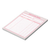 Bloc-notes personnalisé rose pour le planning quot (Tourné)
