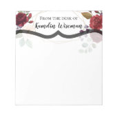 Bloc-notes personnalisé Roses blanches or géométri (Devant)