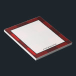 Bloc-notes personnalisé rouge et noir<br><div class="desc">Un bloc-notes avec un design plaid rouge et noir inspiré par les flanelles. Personnalisez avec votre nom.</div>