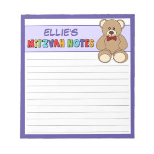 Bloc-notes personnalisé Teddy Bear Mitzvah - viole