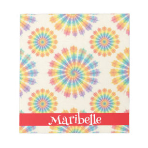Bloc-notes personnalisé tie dye arc-en-ciel psyché