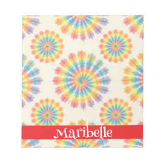 Bloc-notes personnalisé tie dye arc-en-ciel psyché