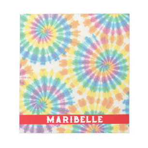 Bloc-notes personnalisé tie dye arc-en-ciel psyché