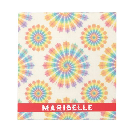 Bloc-notes personnalisé tie dye arc-en-ciel psyché (Devant)