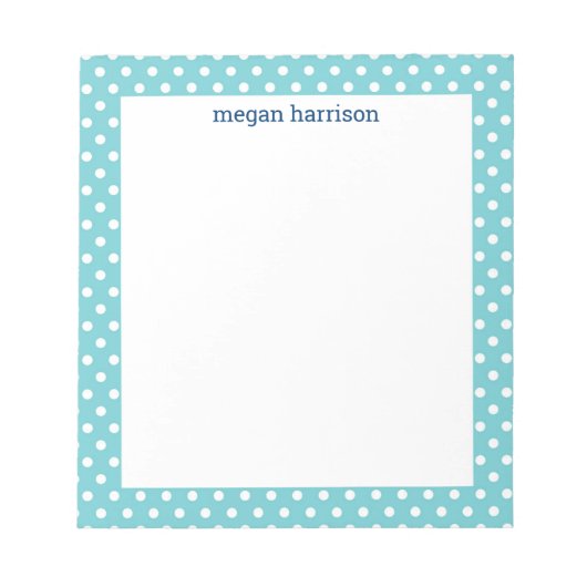 Bloc-notes personnalisé Turquoise Pointe Polka (Devant)