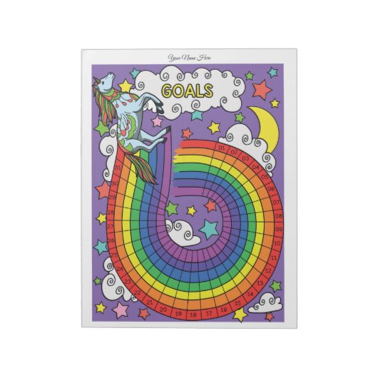 Bloc-notes personnalisé Unicorn Habit Tracker (Tourné)