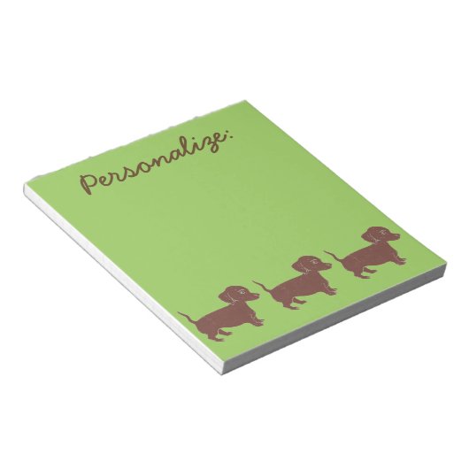 Bloc-notes personnalisé vert Dachshund (Incliné)