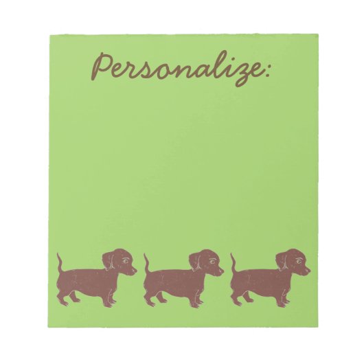 Bloc-notes personnalisé vert Dachshund (Devant)