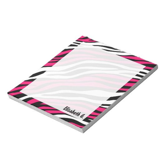 Bloc-notes personnalisé Zebra Print Fuchsia (Tourné)
