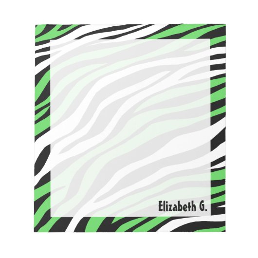 Bloc-notes personnalisé Zebra Print Lime Green Mix (Devant)