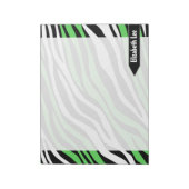 Bloc-notes personnalisé Zebra Print Lime Green Mix (Tourné)