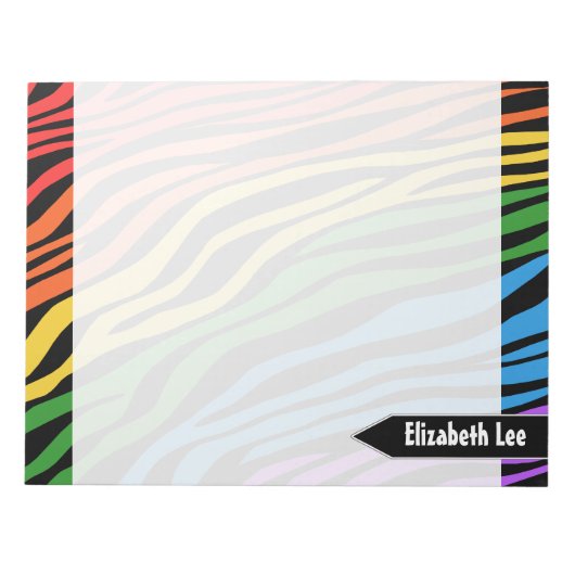 Bloc-notes personnalisé Zebra Print Rainbow Mix (Devant)