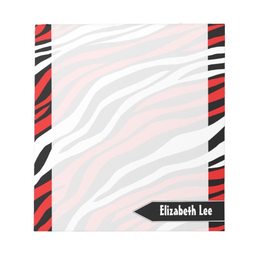 Bloc-notes personnalisé Zebra Print Red Mix (Devant)
