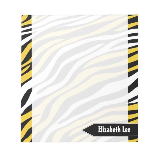 Bloc-notes personnalisé Zebra Print Yellow Mix (Devant)