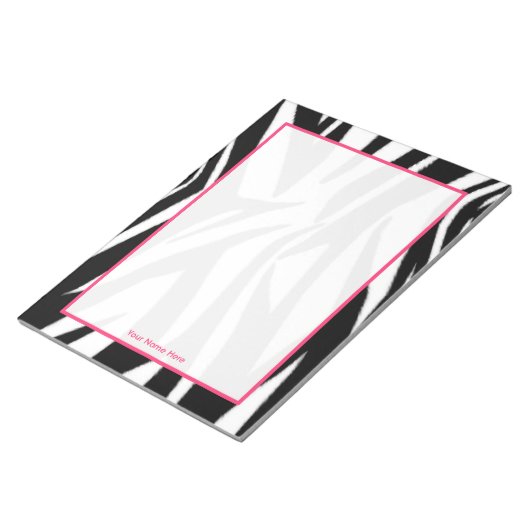 Bloc-notes personnalisé Zebra & rose (Incliné)