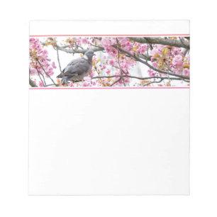 Bloc-notes Pigeon en fleurs de cerisier rose