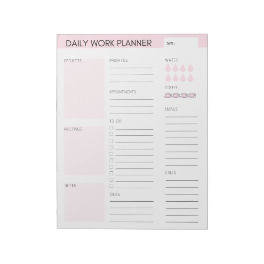Bloc-notes Pink Daily Work Planner (Tourné)