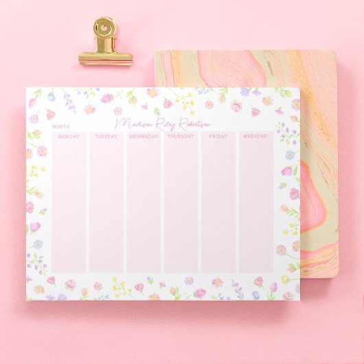 Bloc-notes Planificateur Hebdomadaire Fleur des Ch