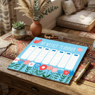 Bloc-notes planificateur hebdomadaire floral
