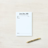 Bloc-notes Post-It 4" x 6" Bleu pour prescription (Sur un bureau)