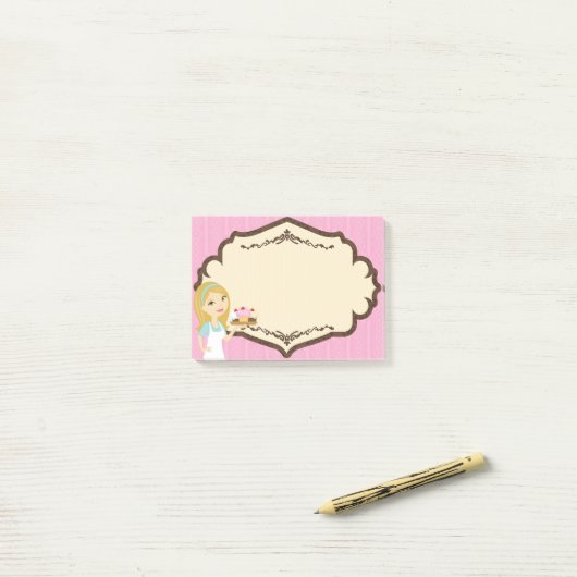 Bloc-notes post-it D12 Cupcake Blonde Baker 2 (Sur un bureau)
