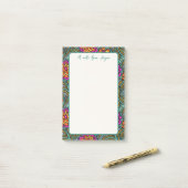 Bloc-notes Post-It grande bordure d'art floral (Sur un bureau)